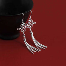 Load image into Gallery viewer, S925 Silver Art Retro Knot Tassel Earrings Elegant Bride Ethnic Style Ear Clip