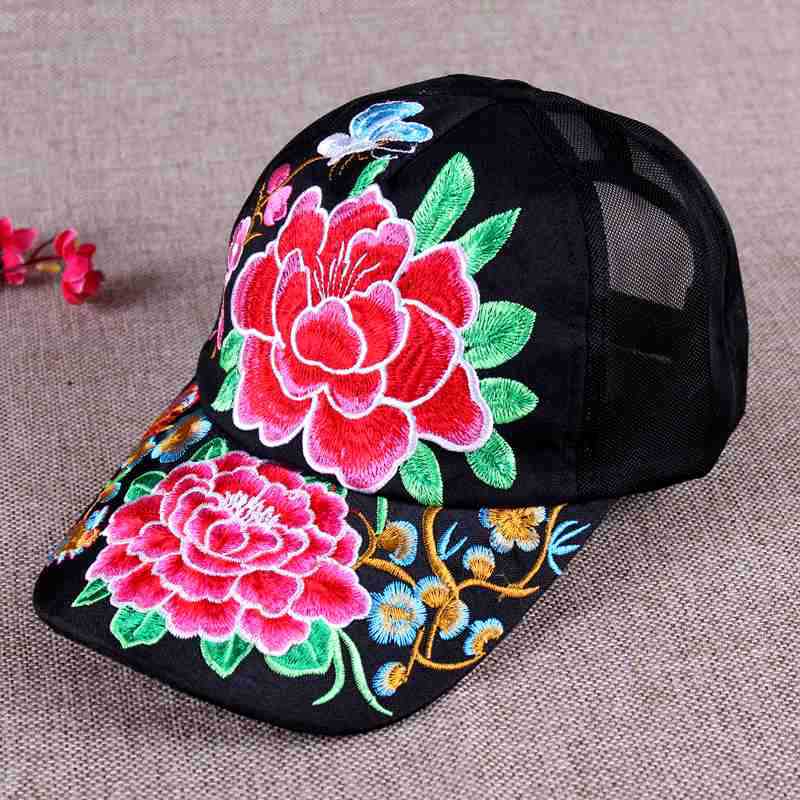 National characteristic thin mesh hat breathable cool hat embroidered casual Sun hat in summer women's Baseball cap