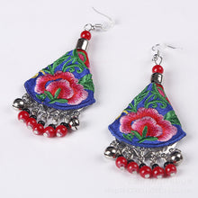 Load image into Gallery viewer, Ethnic Style Handmade Embroidered Earrings Ethnic Earrings Dance Accessories Ethnic Ornaments Peony Earrings