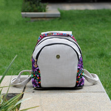 Load image into Gallery viewer, Ethnic Style New Fashion Linen Embroidery Bag Canvas Backpack Fashion Versatile Schoolbag Women&#39;s Small Backpack