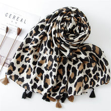 Load image into Gallery viewer, Classic Leopard Print Spring, Autumn, and Winter Long Versatile Cotton and Linen Scarf Dual Purpose Shawl