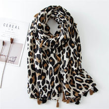 Load image into Gallery viewer, Classic Leopard Print Spring, Autumn, and Winter Long Versatile Cotton and Linen Scarf Dual Purpose Shawl