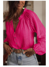Load image into Gallery viewer, Vintage Long Sleeve Blouses Summer Casual Elegant Ladies Blusas Boho Beach Hollow Out Lace Blouse Shirt for Women Top