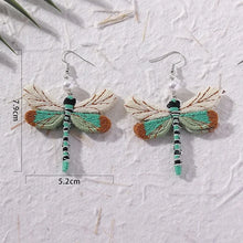 Load image into Gallery viewer, Bohemian Style Vintage New Unique Embroidery Creative Cute Dragonfly Pendants for Women Personalized Fun Drop Earrings Jewelry