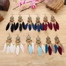 Load image into Gallery viewer, Bohemian Vintage Jewelry For Women 2024 Trendy Carved Leaf Feather Tassel Long Earrings