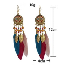 Load image into Gallery viewer, Bohemian Vintage Jewelry For Women 2024 Trendy Carved Leaf Feather Tassel Long Earrings