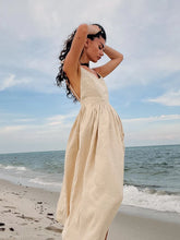 Load image into Gallery viewer, Bornladies Spring Summer Beach Style Women Dress Vintage Loose A-line Sling Dress Sexy Hot Girl 100% Cotton V-neck Dress