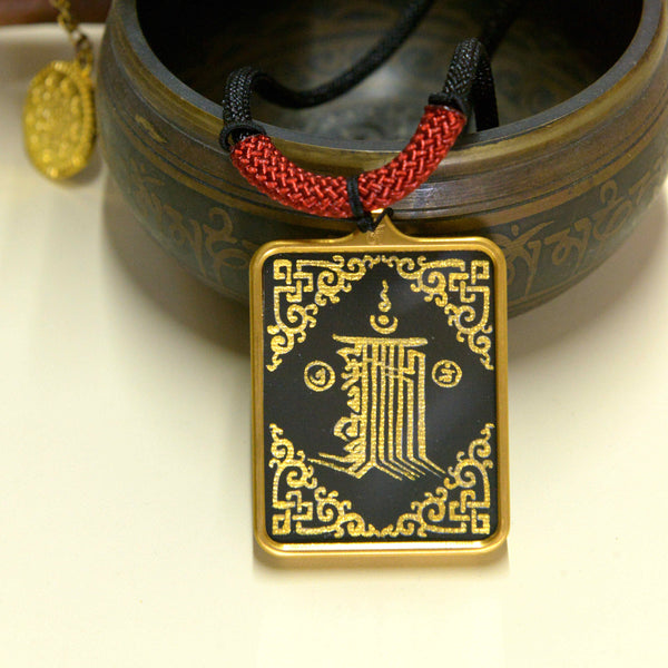 Hand-painted Tibetan Rnam-bcu Dbang-ldan Small Thangka Necklace