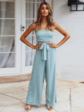 Load image into Gallery viewer, Fitshinling Strapless Long Romper Women Clothing Summer Slim Sexy Wide Leg Jumpsuit Women Overall Boho Bow Playsuit