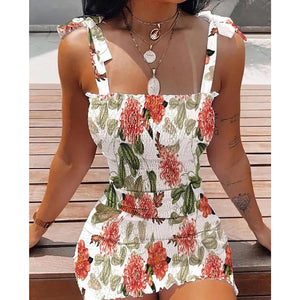 Floral Tight Camisole Dress For Women 2024 Spring Summer Beach  Female Clothing Sexy Club Mini Skirt Vestidos Casual Short Dress