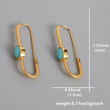 Load image into Gallery viewer, Gorgeous Turquoise Beaded Earrings - Handmade Boho Style Gold Color Metal Hoop Earrings