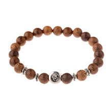 Load image into Gallery viewer, New Classic Natural Wood Beads Bracelets For Women Meditation Prayer Sliver Om Pendant Bracelet Men Wooden Yoga Jewelry