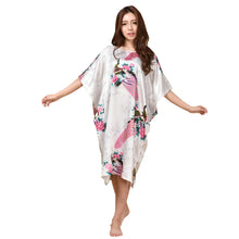 Load image into Gallery viewer, Sexy Female Silk Rayon Robe Bath Gown Nightgown Summer Casual Home Dress Printed Loose Sleepwear Plus Size Nightwear Bathrobe
