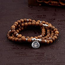 Load image into Gallery viewer, Multilayer Wood Beads Buddha Lotus OM Bracelet Tibetan Buddhist Mala Charm Rosary Bracelet Yoga Wooden For Women Men Jewelry