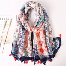 Load image into Gallery viewer, Cotton Scarf Women Large Shawls Pashmina Muslim Hijab Foulard Design Print Lady Beach Stole Head Scarves