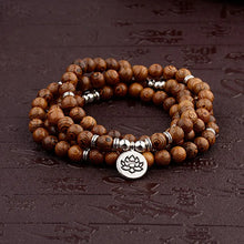 Load image into Gallery viewer, Multilayer Wood Beads Buddha Lotus OM Bracelet Tibetan Buddhist Mala Charm Rosary Bracelet Yoga Wooden For Women Men Jewelry