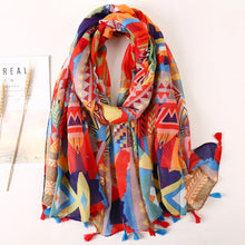Load image into Gallery viewer, Cotton Scarf Women Large Shawls Pashmina Muslim Hijab Foulard Design Print Lady Beach Stole Head Scarves
