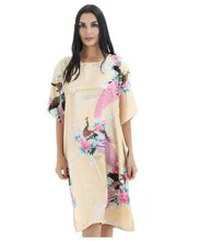 Load image into Gallery viewer, Sexy Female Silk Rayon Robe Bath Gown Nightgown Summer Casual Home Dress Printed Loose Sleepwear Plus Size Nightwear Bathrobe