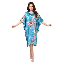 Load image into Gallery viewer, Sexy Female Silk Rayon Robe Bath Gown Nightgown Summer Casual Home Dress Printed Loose Sleepwear Plus Size Nightwear Bathrobe