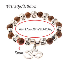 Load image into Gallery viewer, New Classic Natural Wood Beads Bracelets For Women Meditation Prayer Sliver Om Pendant Bracelet Men Wooden Yoga Jewelry