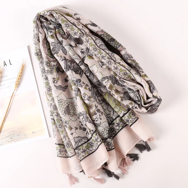 Cotton Scarf Women Large Shawls Pashmina Muslim Hijab Foulard Design Print Lady Beach Stole Head Scarves