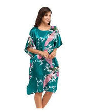 Load image into Gallery viewer, Sexy Female Silk Rayon Robe Bath Gown Nightgown Summer Casual Home Dress Printed Loose Sleepwear Plus Size Nightwear Bathrobe