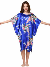 Load image into Gallery viewer, Sexy Female Silk Rayon Robe Bath Gown Nightgown Summer Casual Home Dress Printed Loose Sleepwear Plus Size Nightwear Bathrobe
