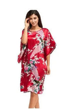 Load image into Gallery viewer, Sexy Female Silk Rayon Robe Bath Gown Nightgown Summer Casual Home Dress Printed Loose Sleepwear Plus Size Nightwear Bathrobe
