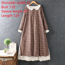 Load image into Gallery viewer, Japanese Mori Girl Art Print Dress Pretty Cotton Linen Spring Women New Floral Dress Loose Long-sleeved Dress Midi Dress