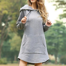 Load image into Gallery viewer, Casual Loose Solid Women Hoodies Long Style Sweatshirt Casual Pocket Oversized Hoodie kpop Hoody Dress Pullover