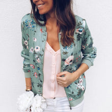 Load image into Gallery viewer, Jocoo Jolee Women Elegant Zipper Bomber Jacket Spring Autumn Floral Printed Jackets Office Wear Slim Office Coat Retro Outwear