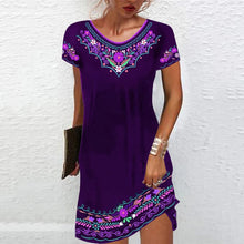 Load image into Gallery viewer, M-3XL Vintage Elegant Ethnic Dress for Women 2023 Summer Loose Bohemian Beach Midi Dress Casual Female Clothing Pullover Skirt