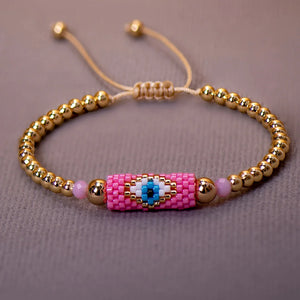 Woven Evil Eye Bracelet Handmade Bohemian Bead Ladies Boho Style Summer Pink For Women Fashion Jewelry Men Ibiza Personalized Braided Rvs Colored Thread Aesthetic Lgbt Turkish Lucky Protection Against Gift