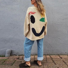 Load image into Gallery viewer, New 2024 Autumn Women&#39;s Oversized Sweaters O Neck Knitwear Long Sleeve Loose Fit Pullovers Female Casual Smile Boho Sweater Tops