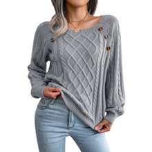 Load image into Gallery viewer, 2025 Autumn and Winter Casual Square Collar Nail Button Twist Knitted Pullover Sweater