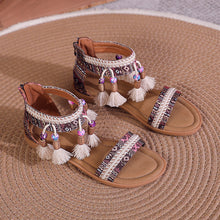 Load image into Gallery viewer, Bohemian Summer New Ethnic Fairy Open Toe Beaded Roman Sandals