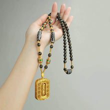 Load image into Gallery viewer, Sand Gold Pendant, Thangka with Chain, Removable Long Necklace, Six-character Motto Agate Dzi Beads, High-end Retro Chain