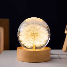 Load image into Gallery viewer, Dandelion Glowing Night Light Crystal Ball Eternal Flower Gift Wooden Birthday Gift for Girl