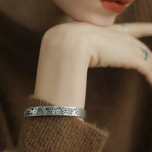 Load image into Gallery viewer, 925 Silver Retro New Color Shell Geometric Graffiti Opening Bracelet Totem Enamel Old Female Niche Design