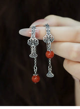Load image into Gallery viewer, 925 Silver Retro New Tibetan Style Tassel Asymmetric Earrings Women&#39;s Niche Design