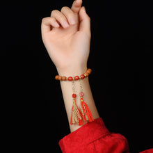 Load image into Gallery viewer, Handwoven Peach Wood Old Mountain Sandalwood Emperor Sand Vermilion Sand Handstring Female National Style Bead Handstring Buddha Bead Handchain Bracelet