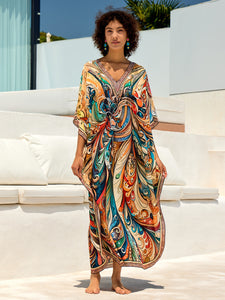 New Printing Vacation Beach Dress Loose Robe Bikini Blouse Sun Protection
