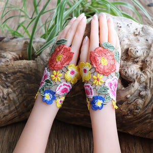 Ethnic Fabric Art Ethnic Style Hollow Lace Embroidery Gloves Wristband Bracelet