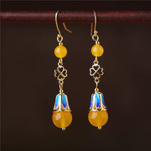 Load image into Gallery viewer, Ethnic Style Long Jade Earrings Retro Temperament Fringed Silver Earrings