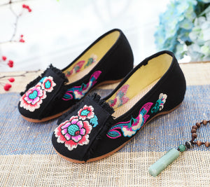 Fur Embroidered Single Shoe Cloth Shoes Oxford Soft Sole Walking Casual Dance Shoes