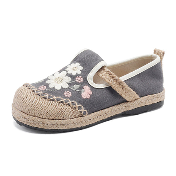 Elegant Embroidered Linen Shoes 2026 Spring New Cotton and Linen Shoes, Breathable and Comfortable Ethnic Style Women's Shoes