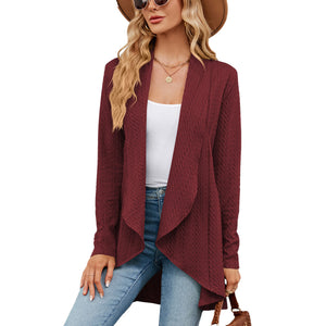 Autumn and Winter New Long sleeved Solid Color Loose Cardigan Top Women's Knitted Coat