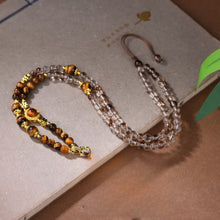 Load image into Gallery viewer, White Crystal Tiger&#39;s Eye Stone Necklace Tibetan Style Goddess of Wealth Zakiram Thangka Pendant Rope Girls Jewelry