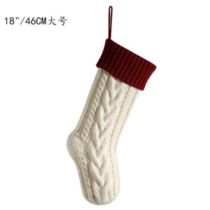 Knitted Christmas gift bag Decorative stockings Christmas stockings Hanging piece Color matching enlarged stagger Fried Dough Twists large capacity gift bag
