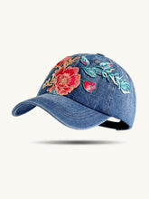 Load image into Gallery viewer, Fashion Versatile Ethnic Style Embroidery Flower Denim Baseball Cap Women's Autumn Sunscreen Shade Cap